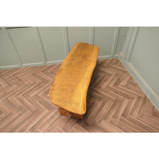 Vintage Hand-Carved Live Edge Plank Elm Coffee Table, 1960s For Sale - Image 4 of 8