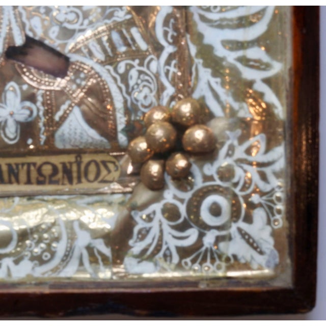 White 19th Century Greek Icon of St Anthony For Sale - Image 8 of 11