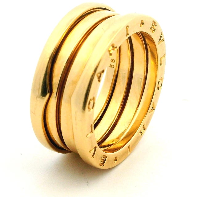 Metal 1990s Bulgari B.zero1 Three-Band Ring in 18k Yellow Gold, Size 7.5 For Sale - Image 7 of 11