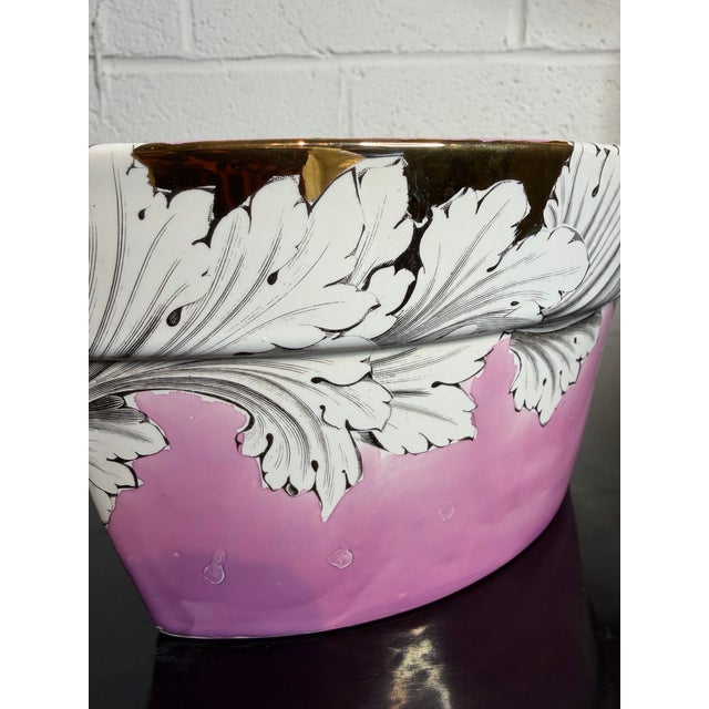 Piero Fornasetti Vintage Pink Splash Luster Cache Pot For Sale - Image 4 of 7