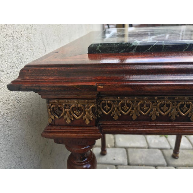 Louis XVI Style Marble, Brass & Wood Coffee Table, 1980s For Sale - Image 14 of 18