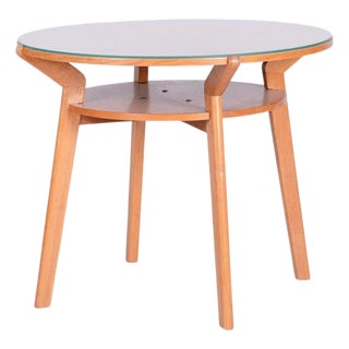 Mid-Century Coffee Table in Oak and Glass from JITONA Soběslav, Czech, 1950s For Sale