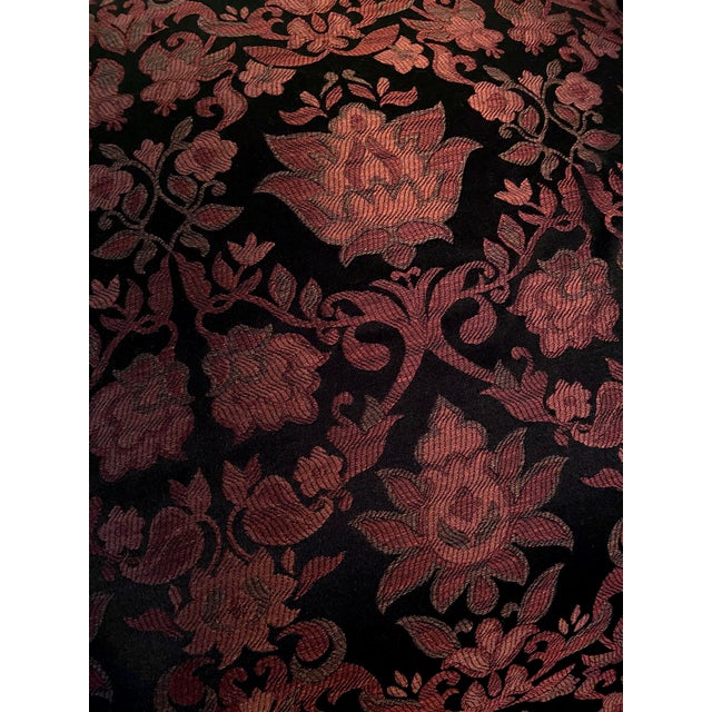Tapestry pattern woven fabric by the yard Vintage fabric: Yes Maker: unknown Pattern: tapestry Colors: Burgundy and black...