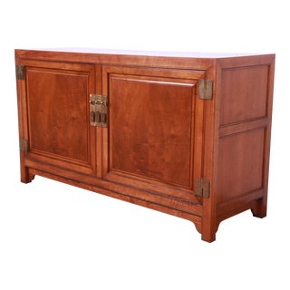 Michael Taylor for Baker Furniture Far East Collection Walnut Credenza or Bar Cabinet For Sale
