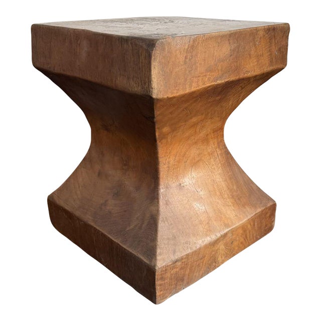 Reclaimed Teak Wood Side Table or Pedestal Stunning Textures For Sale