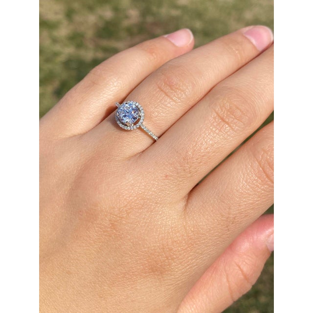 The Champ: Halo Set Natural Diamond Engagement Ring in White Gold For Sale - Image 11 of 11