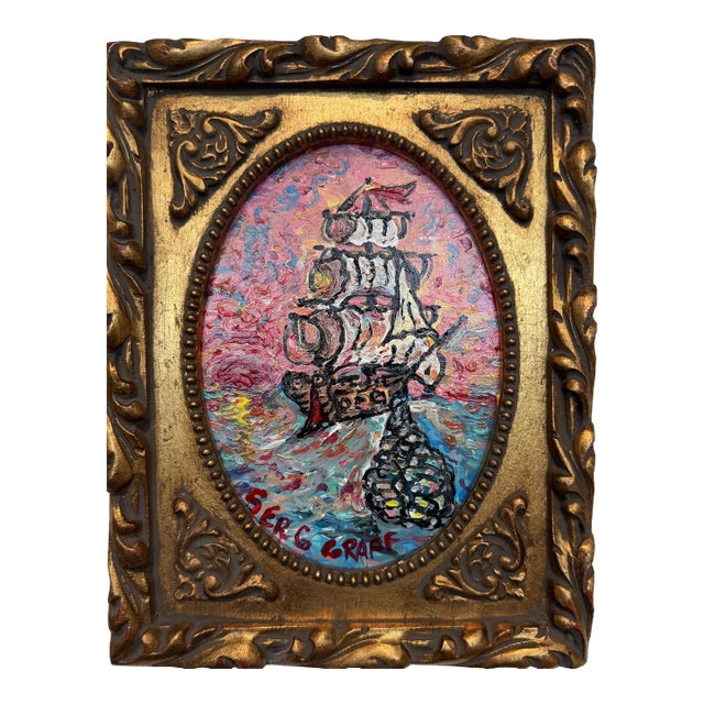 Serg Graff "Lucky Catch" Seascape Acrylic Painting Ship Nautical Art For Sale