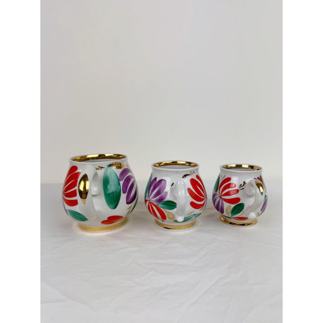 1970s Vintage Hand-Painted Slavic Mugs- Set of Three For Sale - Image 5 of 9