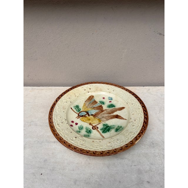 German Majolica Birds Plate, circa 1900.