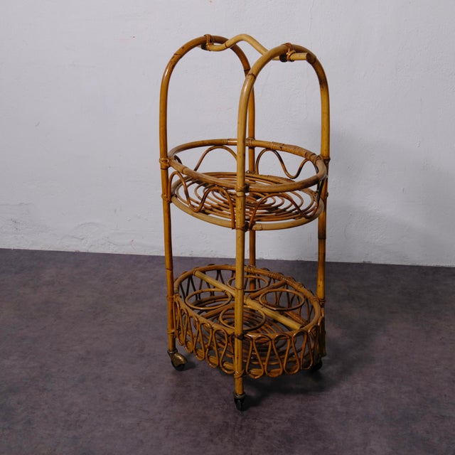 Vintage Bamboo Liquor Trolley, 1950s For Sale - Image 4 of 13