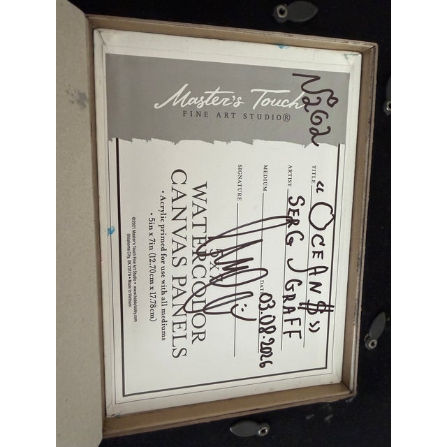 Original Serg Graff Ocean Sunset Acrylic Painting Framed Small Seascape Art For Sale - Image 4 of 8