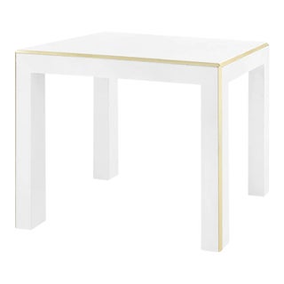 Lauren Side Table in White With Brass Accents For Sale