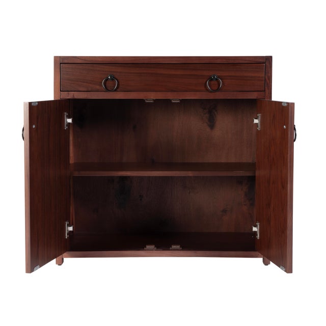Lark 31 in. W Rectangular Wood Accent Storage Cabinet with 1 Drawer and 2 Doors, Walnut For Sale In Chicago - Image 6 of 11