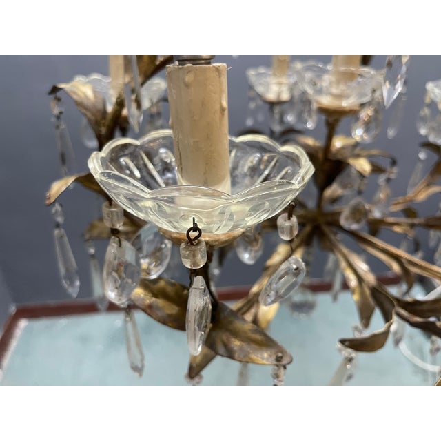 Goldenrod Italian Florentine Tole Chandelier, Italy, 1950s For Sale - Image 8 of 12