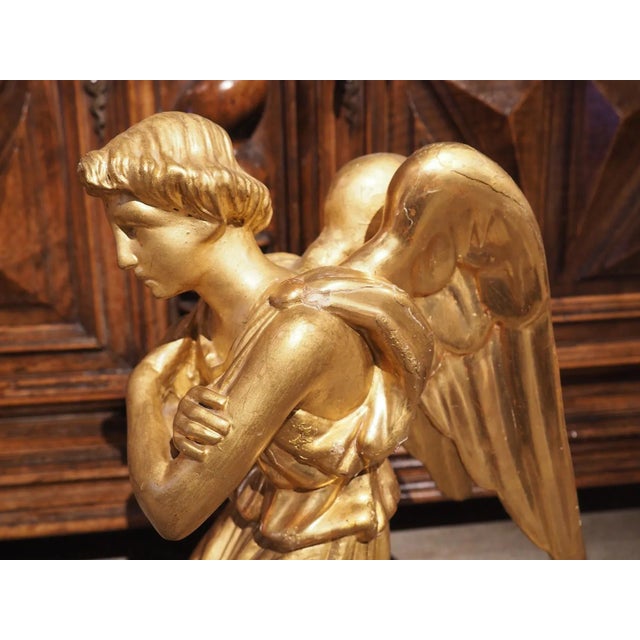 Pair of Circa 1800 Giltwood Angels From Italy For Sale - Image 9 of 13
