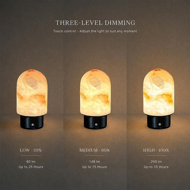 Aloadecor Natural Spanish Alabaster Rechargeable Table Lamp With Dimmable Led For Sale - Image 4 of 9