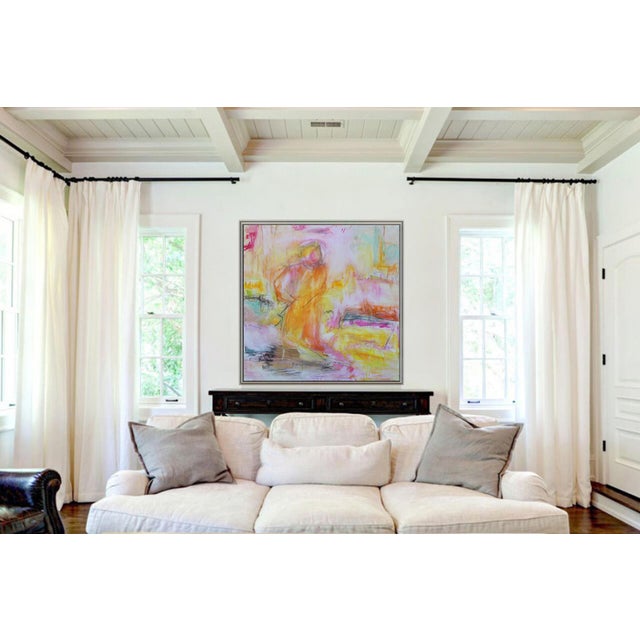 Textile "Monk in the Tulip Garden" by Trixie Pitts Large Abstract Oil Painting For Sale - Image 7 of 9