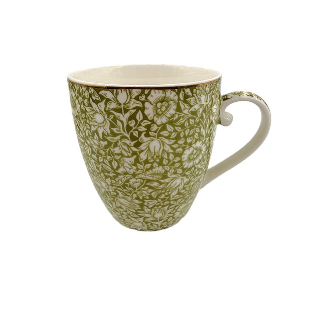 Morris & Co. Morris & Co Porcelain Mugs With Blue & Green Classical Floral Vine Motif by William Morris - Set of 4 For Sale - Image 4 of 8