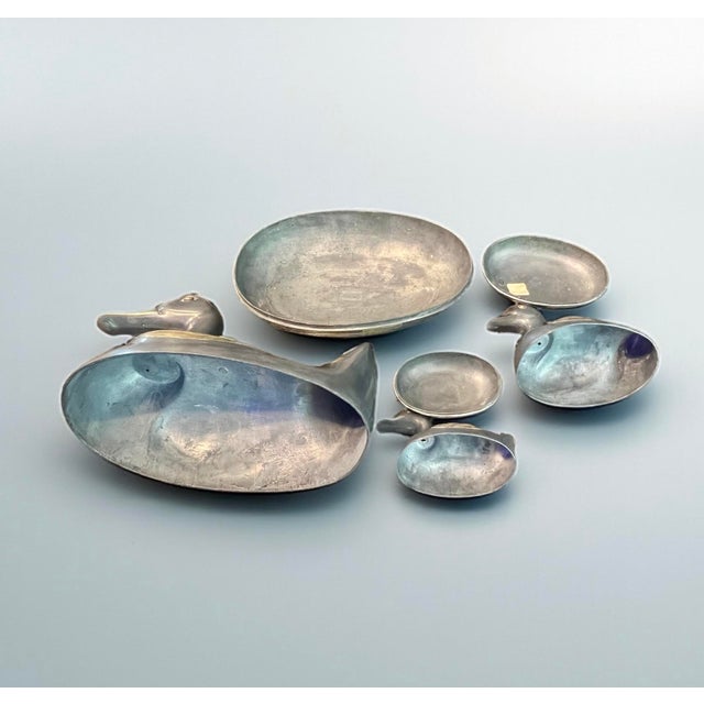 Metal Vintage Pewter Brass Lidded Duck Boxes - Set of 3 For Sale - Image 7 of 10