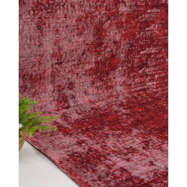 1970s Vintage Turkish Oushak Handmade Wool Cotton Red Area Rug For Sale - Image 10 of 11