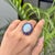 Boho Chic 18k Gold Vintage 10.96 Carat Cocktail Ring Size 5 - Fire Opal & Royal Blue Sapphires For Sale - Image 3 of 18