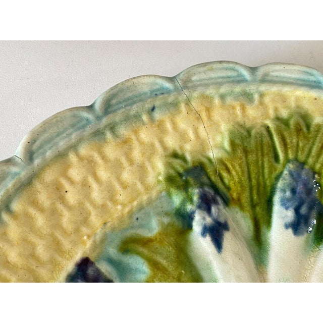 Blue Majolica Asparagus Plate Salins, 1880s, Set of 2 For Sale - Image 8 of 11