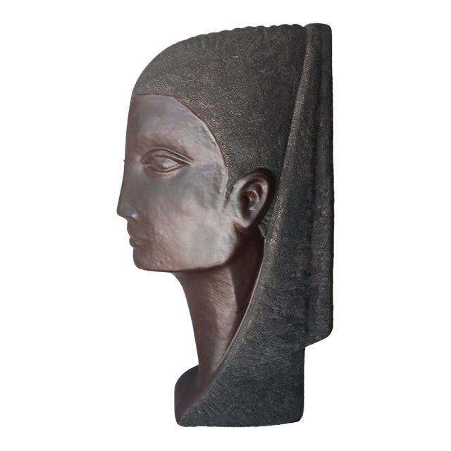Harris Pottery Chicago Ceramic Sculpture Egyptian Bust Super Cool Vintage For Sale