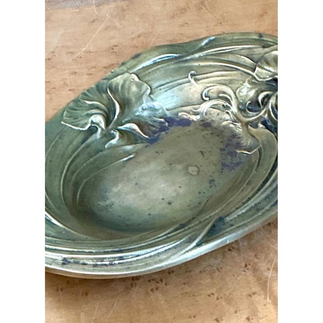 Vintage Art Nouveau Brass Bowl For Sale In West Palm - Image 6 of 12