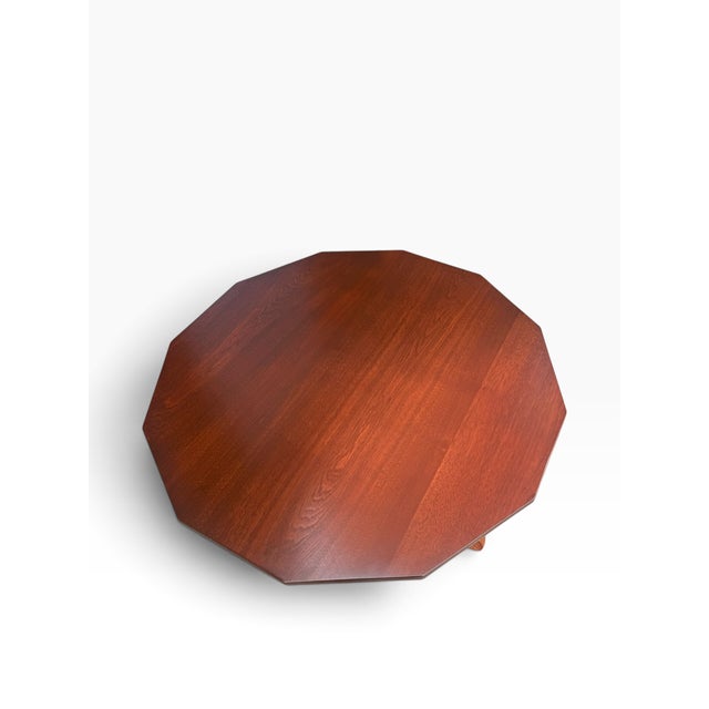 Brown Early 20th Century Antique Octagonal Pedestal Dining Table on Casters For Sale - Image 8 of 16