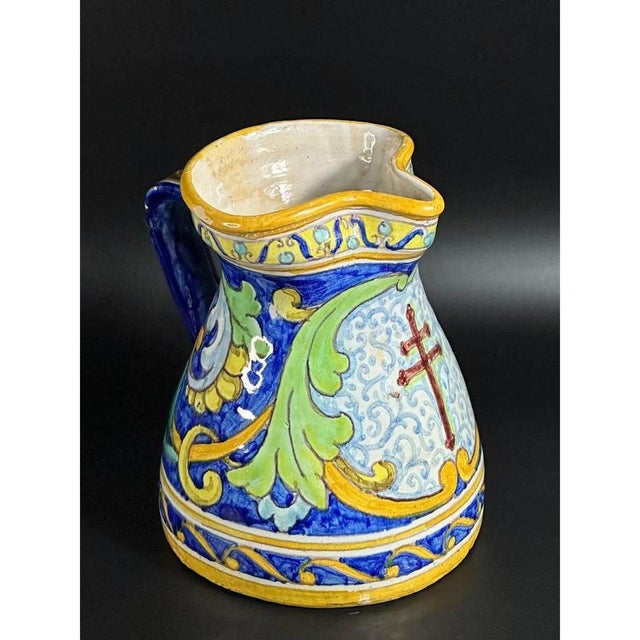 Blue Antique Spanish Ceramic Jug from Talavera, 19th Century For Sale - Image 8 of 11