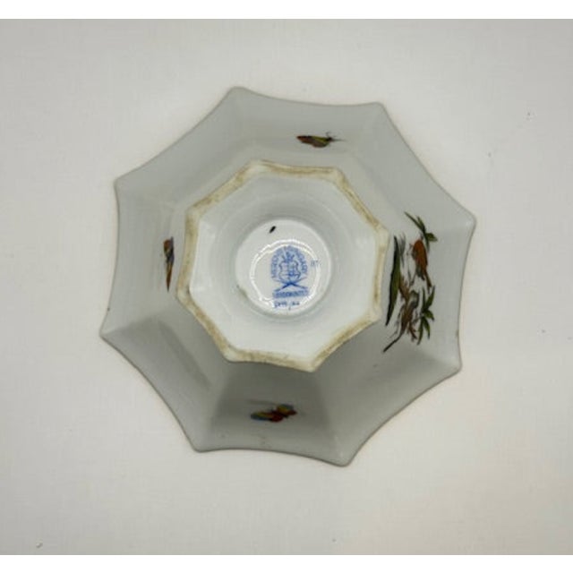 Traditional Herend Rothschild Bird Hand-Painted White Flared Bowl, Hungary For Sale - Image 3 of 3