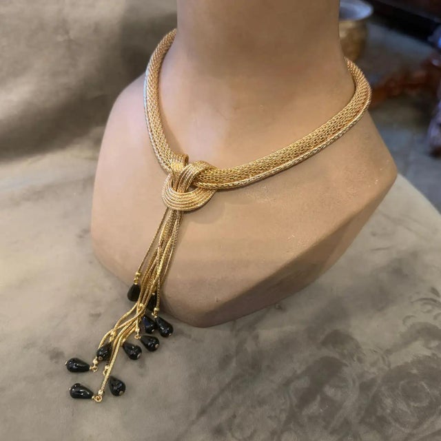 21st Century Vintage Costume Jewelry Gilt Metal Italian Multi Strand Necklace 2 For Sale - Image 17 of 17