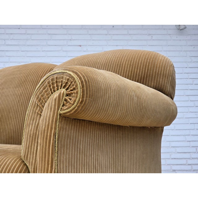 Danish Beech Three-Seater Sofa with Corduroy Upholstery, 1950s For Sale - Image 6 of 18