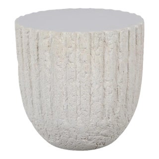 Outdoor White Cement End Table For Sale