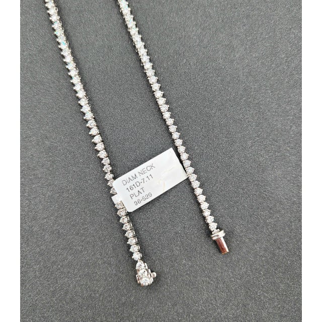 Silver 7.11 Ct 3-Prong Diamond Tennis Necklace For Sale - Image 8 of 9