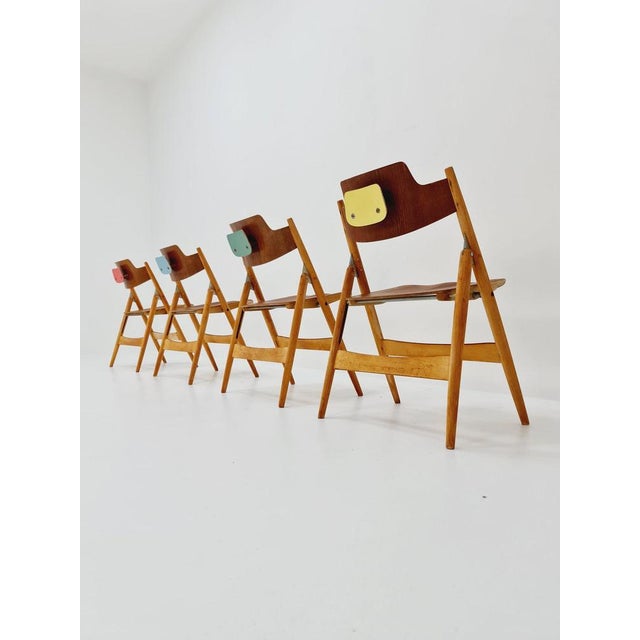Model SE18 Austrian Folding Chair by Egon Eiermann for Wilde & Spieth, 1950s, Set of 4 For Sale - Image 6 of 11