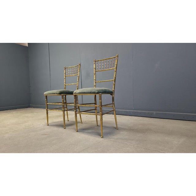 Gold Brass Faux Bamboo Chairs, 1960s, Set of 2 For Sale - Image 8 of 14