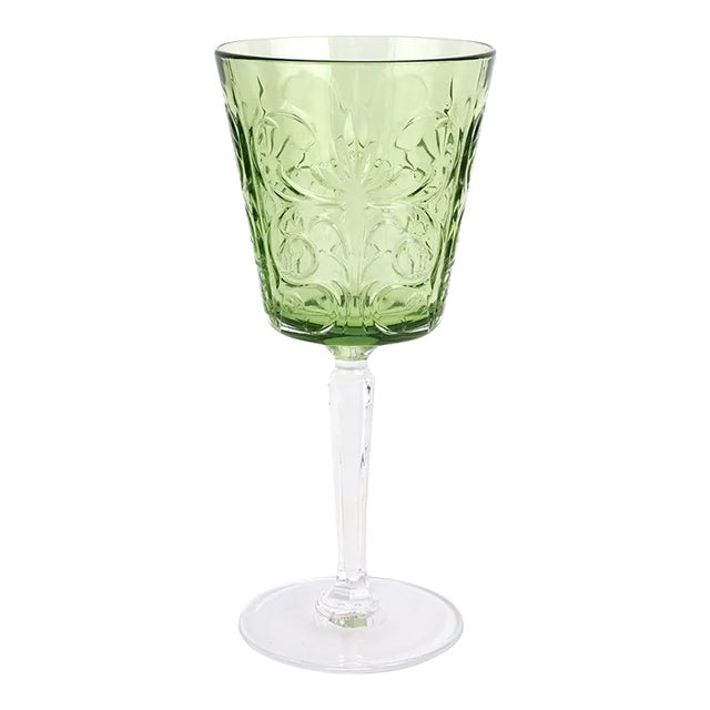 VIETRI Barocco Mint Green Wine Glass For Sale