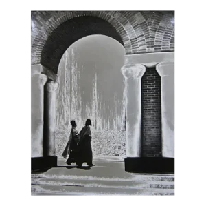 1960s "Waterfall Galleria" Black and White Figurative Architectural Landscape Photography