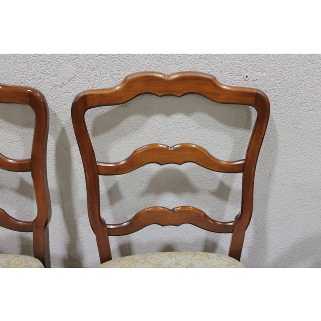 Set of 6 Vintage Cherry French Provincial Ladder Back Dining Chairs, 37” H For Sale - Image 4 of 18