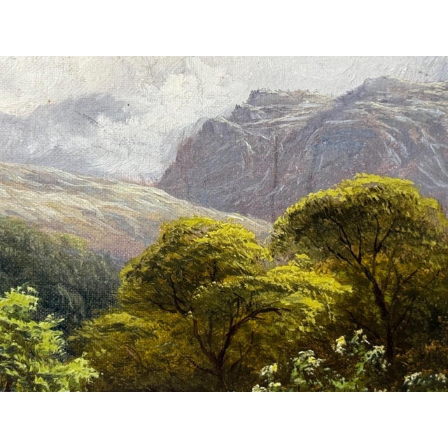 Olive “A Quiet Pool, North Wales” — Victorian Welsh River Landscape Oil Painting by Thomas Spinks (C. 1890), River Conwy For Sale - Image 8 of 18
