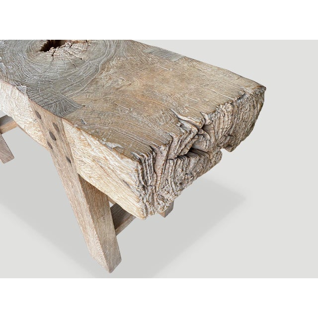 Andrianna Shamaris Impressive Teak Wood Log Style Console Table For Sale - Image 18 of 18