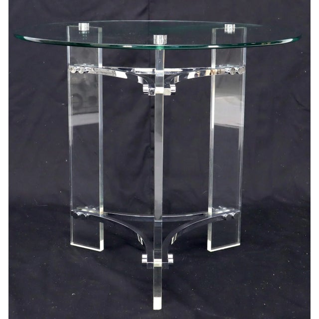 Round Glass Chrome & Lucite Occasional Side End Table Stand Charles Hollis Jones For Sale - Image 12 of 13