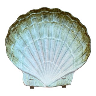 Vintage French Scallop Shell Ceramic Dish For Sale