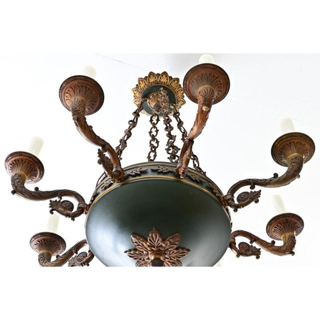 Vintage French Empire Style Gilt Bronze & Tole Flush-Mount For Sale - Image 9 of 13