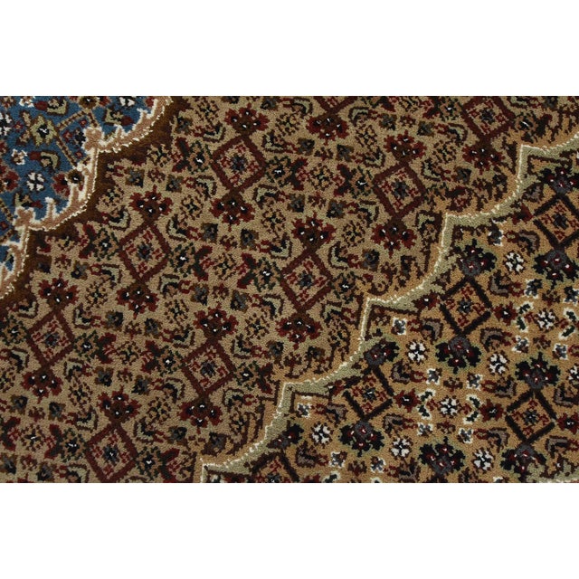 Tabriz Mahi Rug 10'1'' X 14'5'' Blue Wool Traditional Hand-Knotted Carpet For Sale - Image 4 of 15