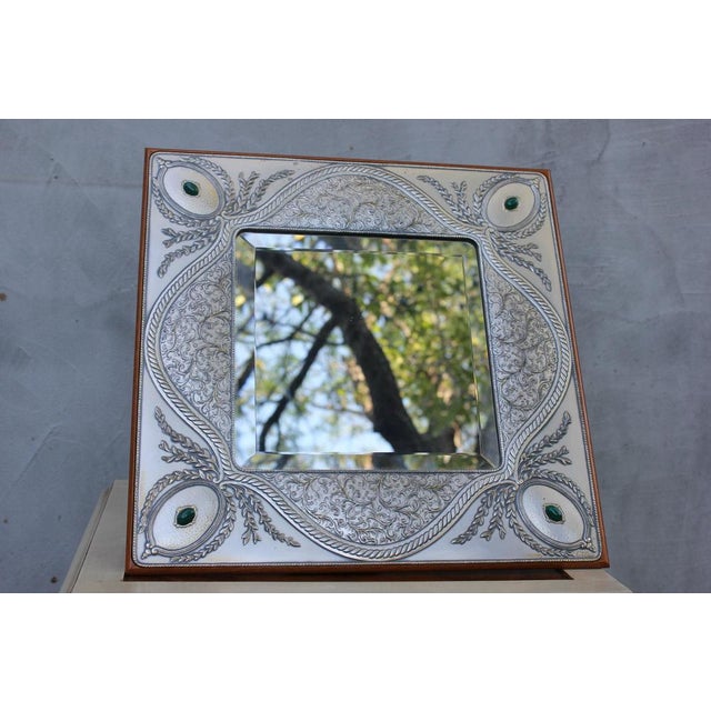 This refined Italian tabletop mirror by Bruno Castellani is crafted in sterling silver (925) and features intricate...