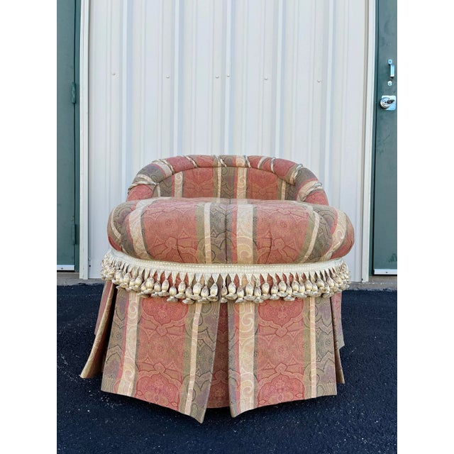 Vintage French Bedroom Chair or Changing Pouf With Pleated Skirt For Sale - Image 4 of 12