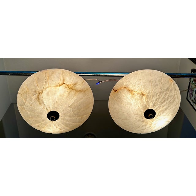 1980s French Directoire Style Incised Star Alabaster Flush Mounts ...