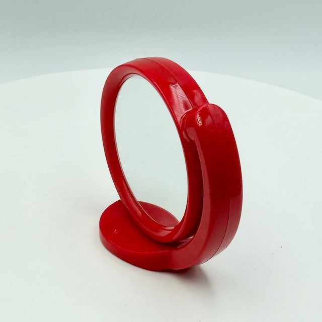 1970s Space Age Red Rotating Vanity Mirror, 1970s For Sale - Image 5 of 12